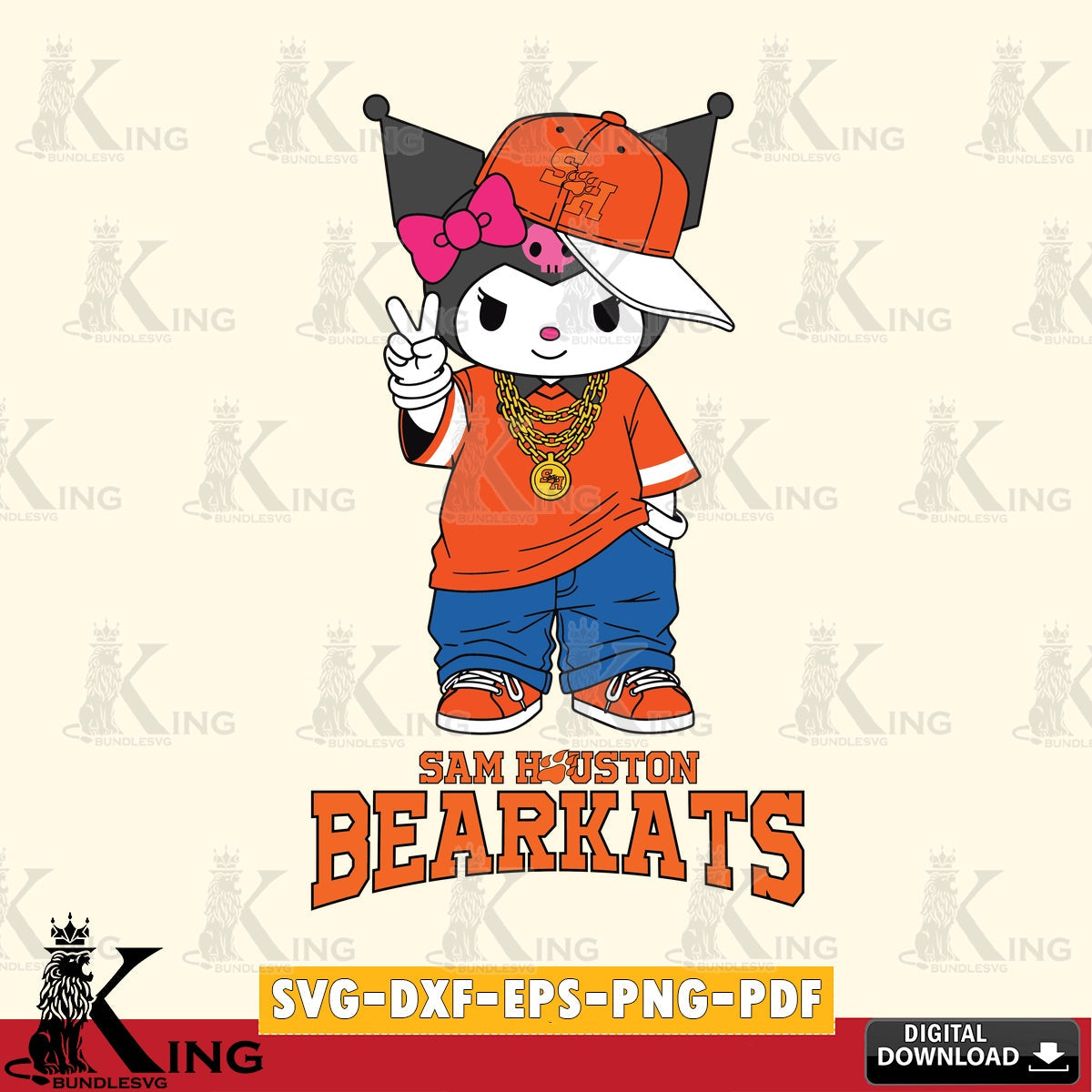 Sam Houston Bearkats Kuromi Streetwear Style SVG file, Cricut, Cut file , Digital Download , Instant Download, Sanrio svg, Clipart