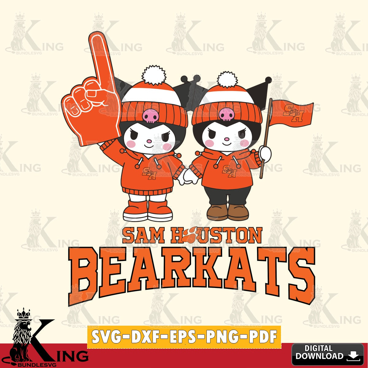 Sam Houston Bearkats Kuromi rugby Fan SVG file, Cricut, Cut file , Digital Download , Instant Download, Sanrio svg, Clipart