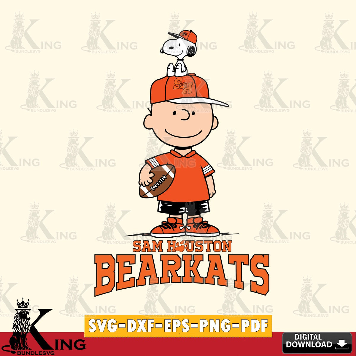 Sam Houston Bearkats Peanuts Football Rugby SVG, Cricut, Cut file , Digital Download , Instant Download, Peanuts svg, NCAA svg, Football svg, Sport svg