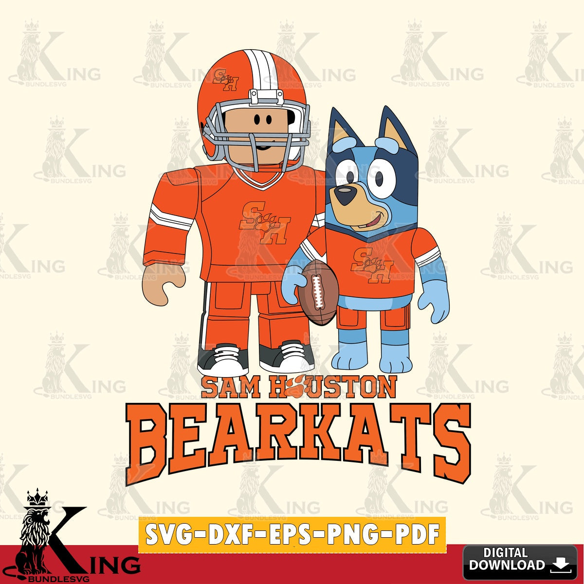 Sam Houston Bearkats Roblox & Bluey Football SVG file , NCAA Cricut, File cut , Digital Download , PDF File
