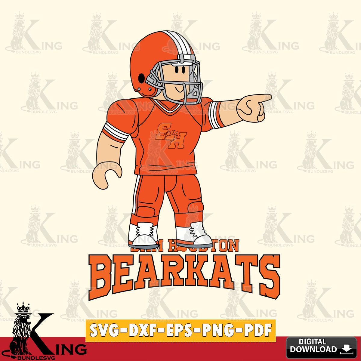 Sam Houston Bearkats Roblox Player Football SVG file , NCAA Cricut, File cut , Digital Download , PDF File