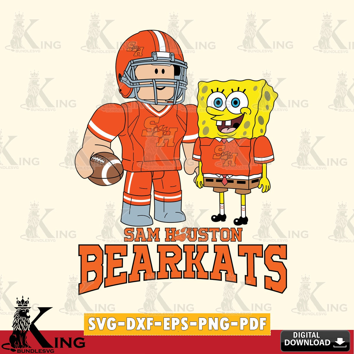 Sam Houston Bearkats Roblox & Spongebob Football SVG file , NCAA Cricut, File cut , Digital Download , PDF File