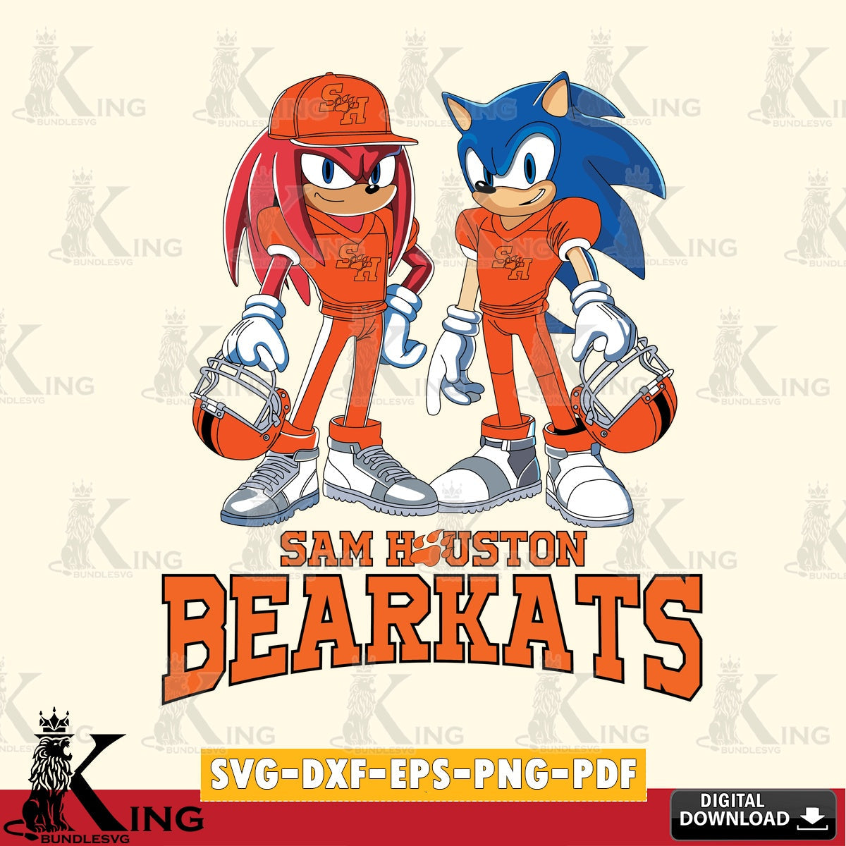 Sam Houston Bearkats Sonic And Knuckles Player Football SVG file, Vector , Digital Download , PDF File , Instant Download