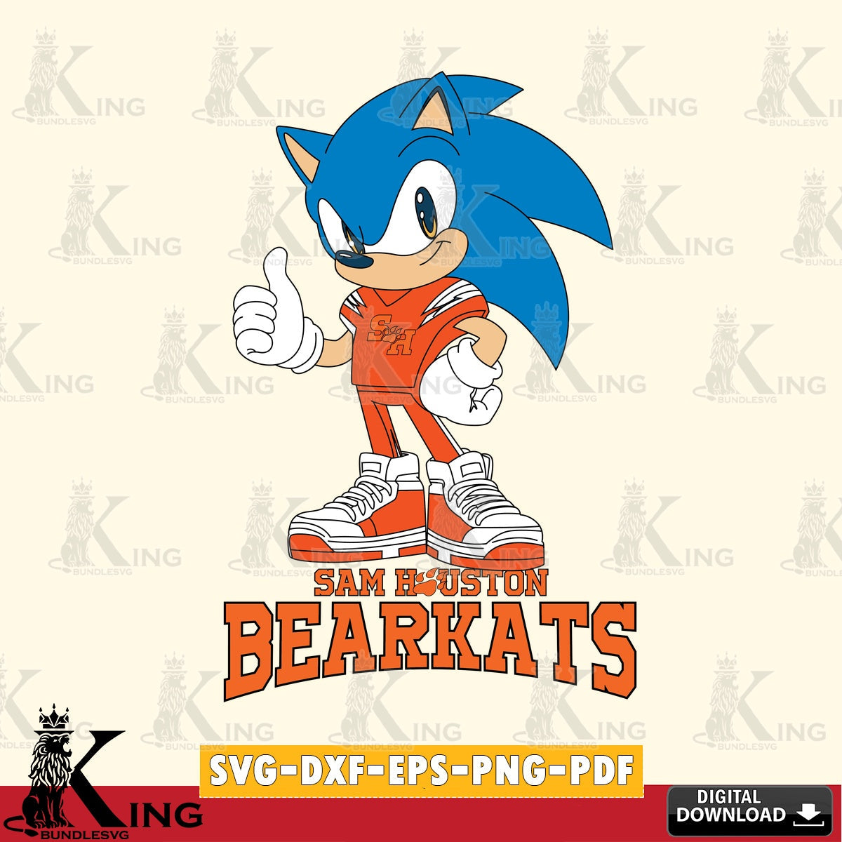 Sam Houston Bearkats Sonic Like Football SVG file, Vector , Digital Download , PDF File , Instant Download