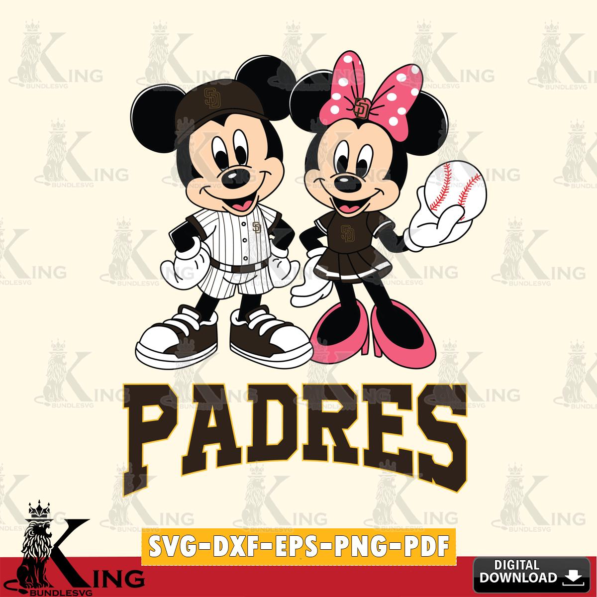 San Diego Padres Baseball Mickey Minnie Mouse SVG File, MLB for Cricut, Silhouette, Digital Download , file cut
