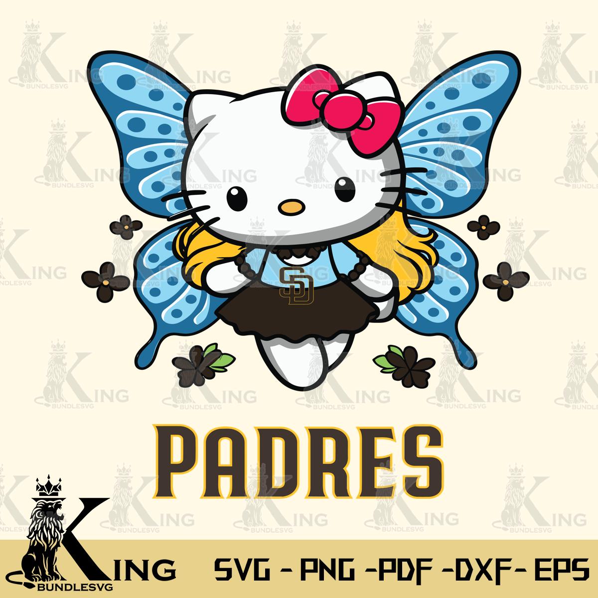 San Diego Padres Butterfly Kitty Charm Svg Eps Dxf Png File, Digital Download