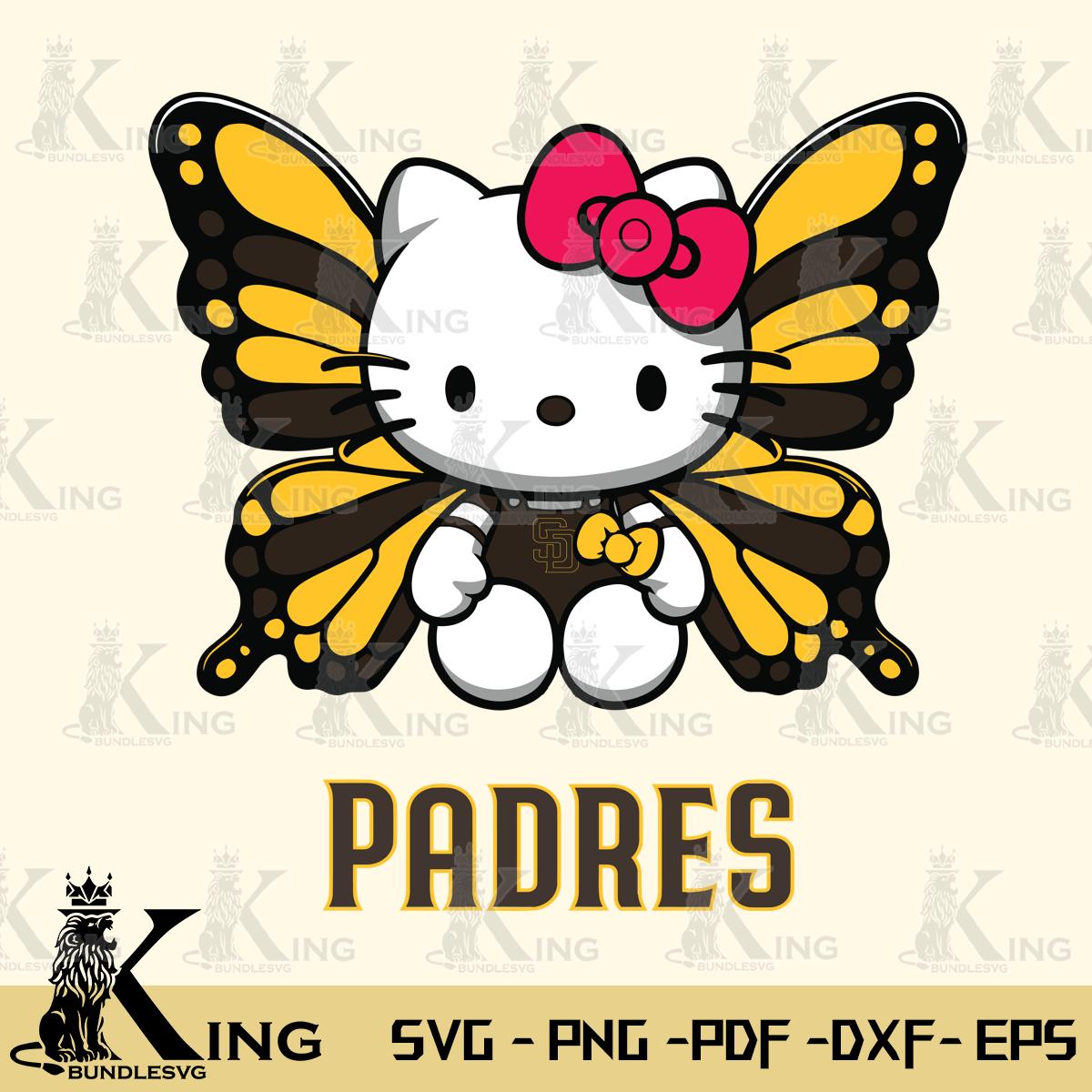 San Diego Padres Butterfly Kitty Delight Svg Eps Dxf Png File, Digital Download