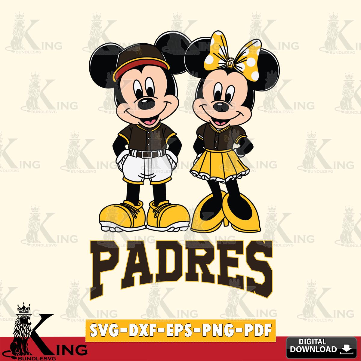 San Diego Padres Mickey Minnie Mouse Baseball SVG File, MLB for Cricut, Silhouette, Digital Download , file cut