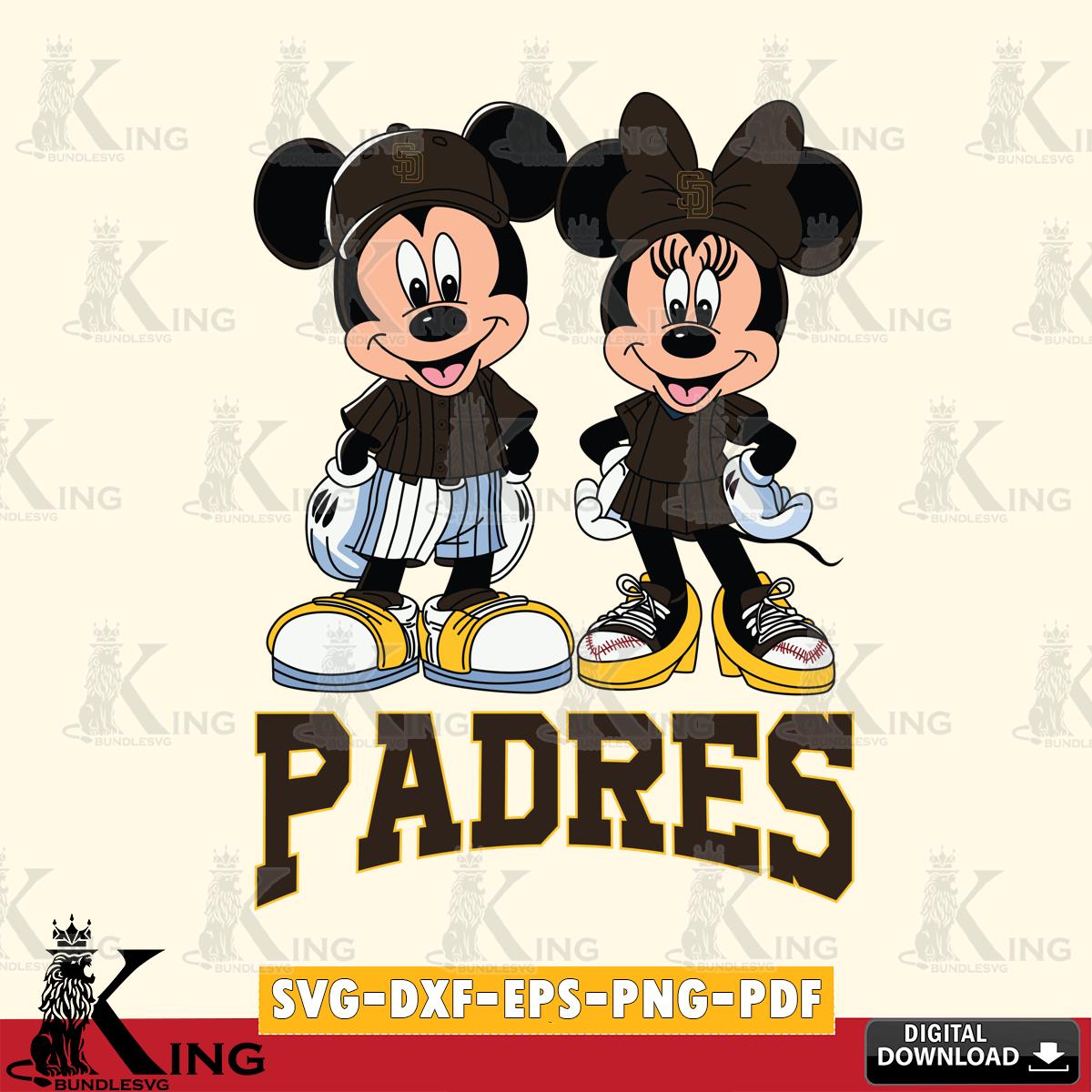San Diego Padres Mickey Minnie Mouse Fan SVG File, MLB for Cricut, Silhouette, Digital Download , file cut
