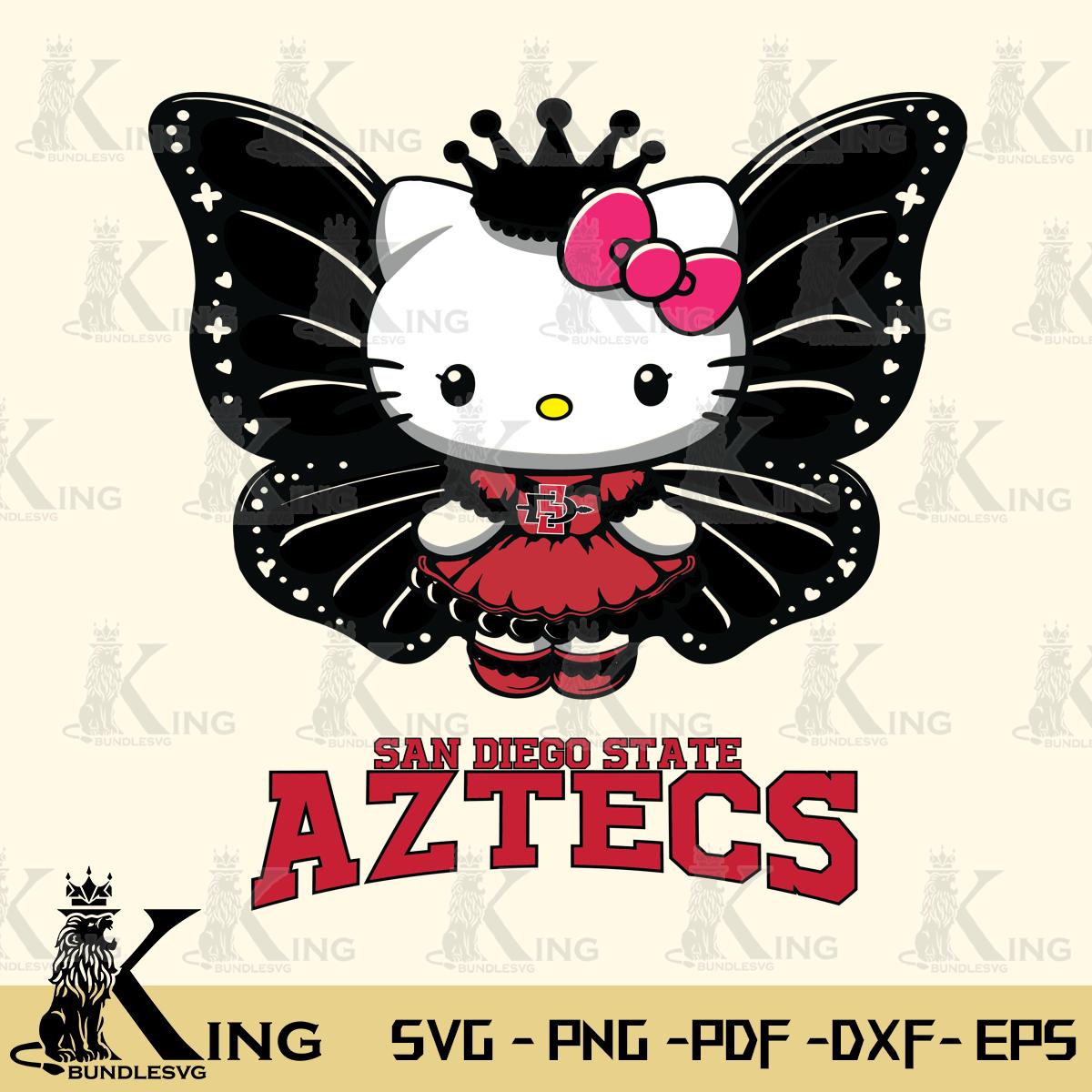 San Diego State Aztecs Kitty Wings & Flowers Svg Eps Dxf Png File, Digital Download