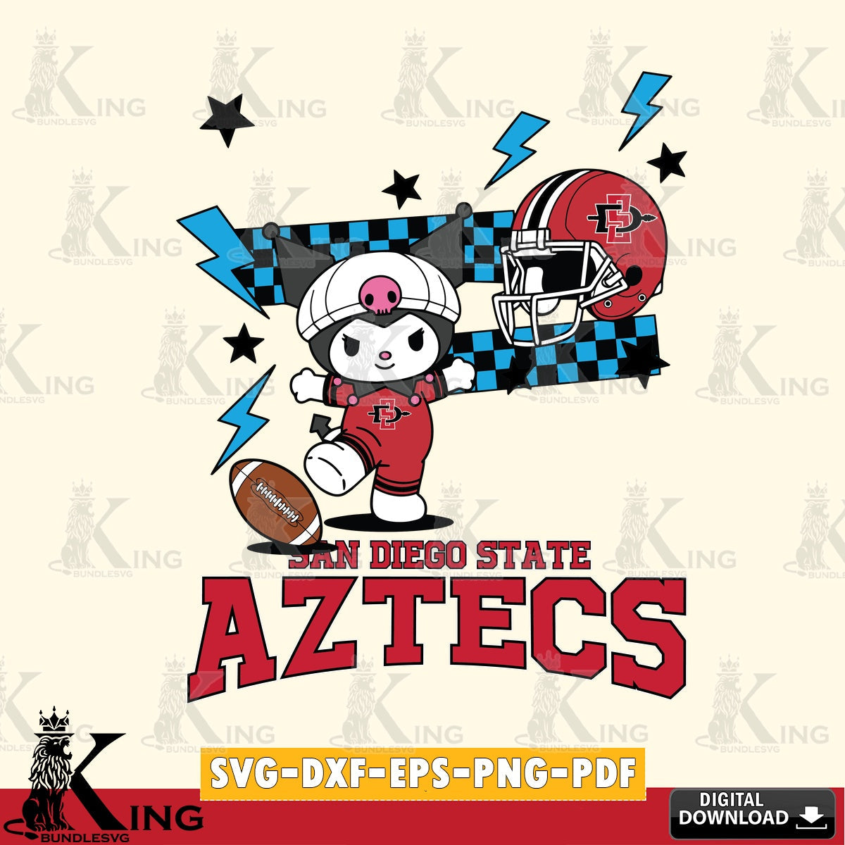 San Diego State Aztecs Kuromi Game Day SVG file, Cricut, Cut file , Digital Download , Instant Download, Sanrio svg, Clipart
