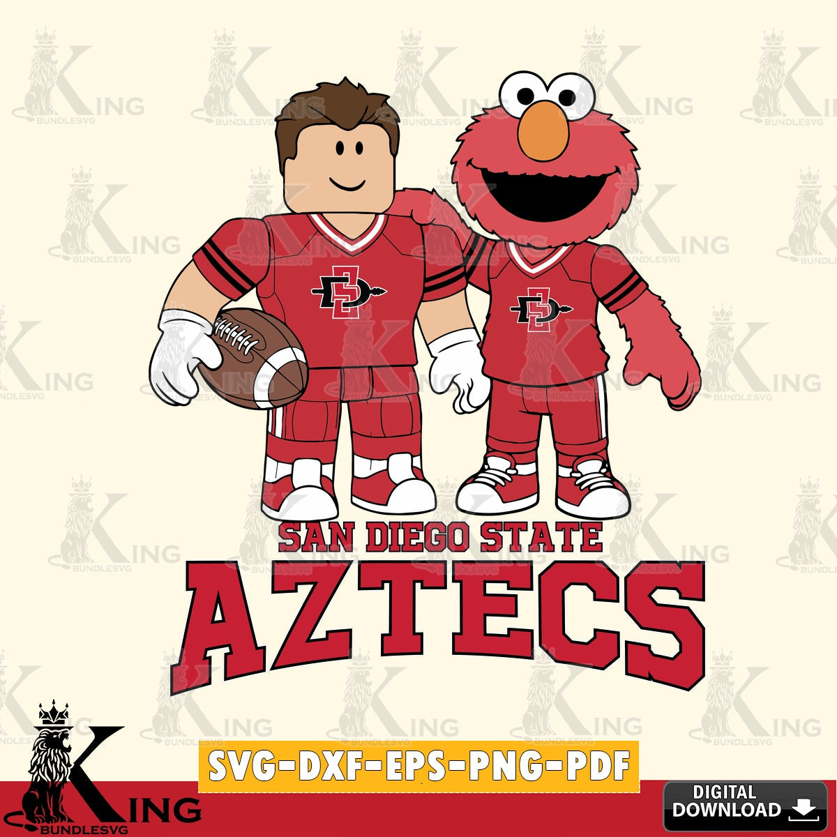 San Diego State Aztecs Roblox & Elmo Football SVG file , NCAA Cricut, File cut , Digital Download , PDF File