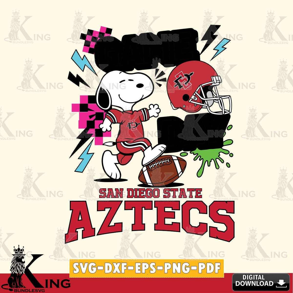 San Diego State Aztecs Snoopy Game day SVG, Cricut, Cut file , Digital Download , Instant Download, Peanuts svg, NCAA svg, Football svg, Sport svg