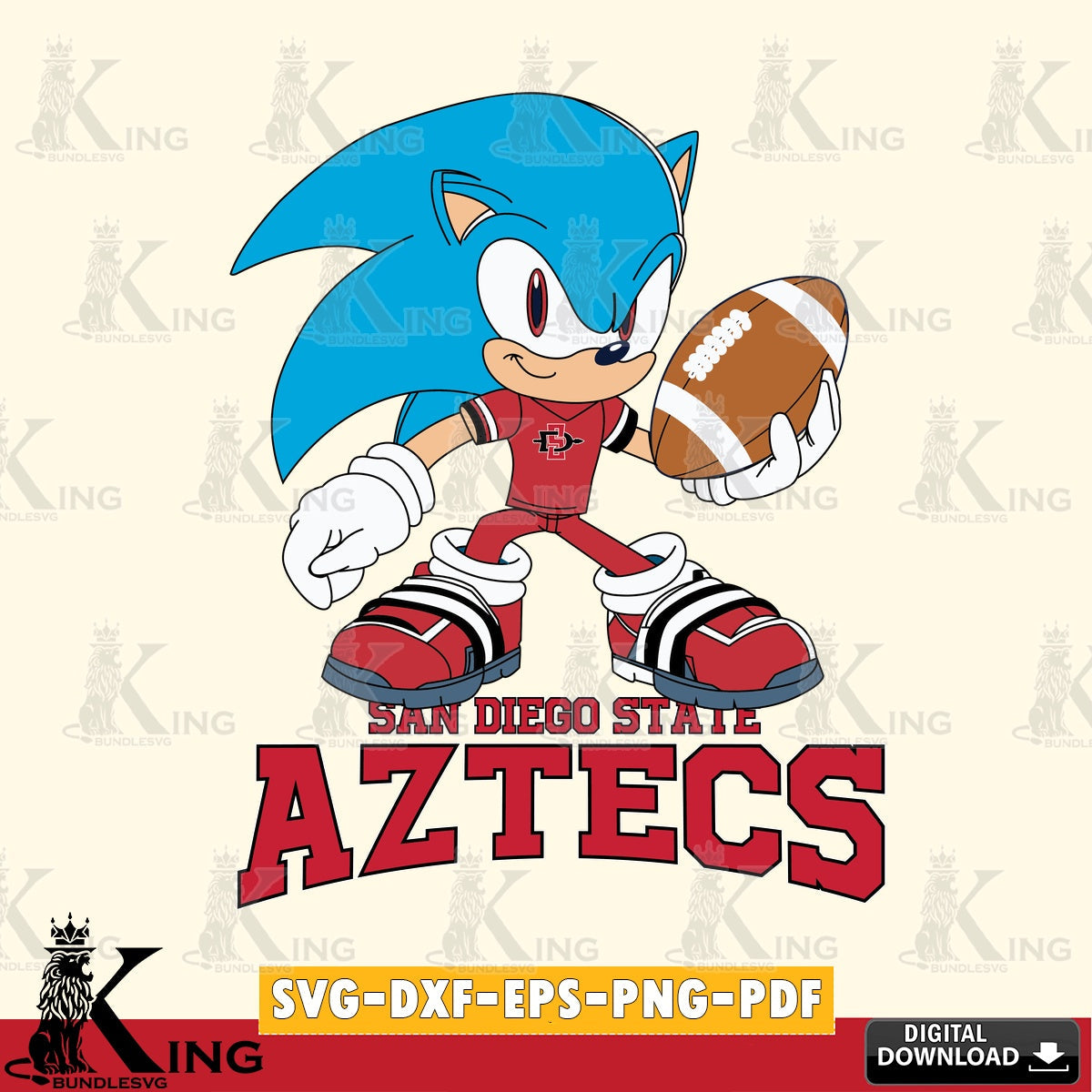 Digital clipart of San Diego State Aztecs Sonic Rugby, digital download for Cricut Maker and paper crafts