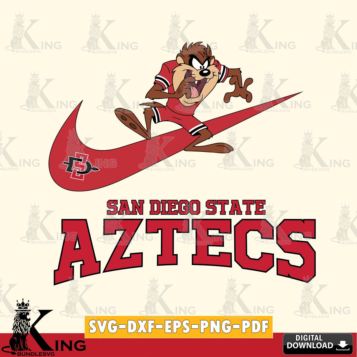 San Diego State Aztecs Taz Football Nike SVG file, Cut file , Digital Download , Instant Download, Taz svg, NCAA svg