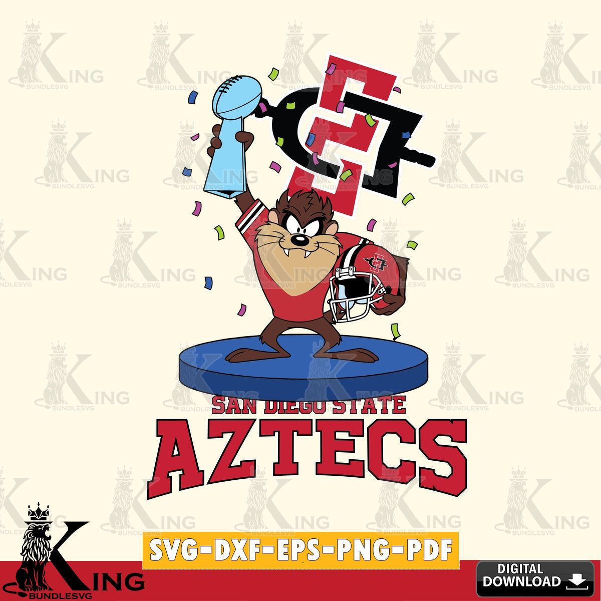 San Diego State Aztecs Taz Trophy Podium SVG file, Cut file , Digital Download , Instant Download, Taz svg, NCAA svg