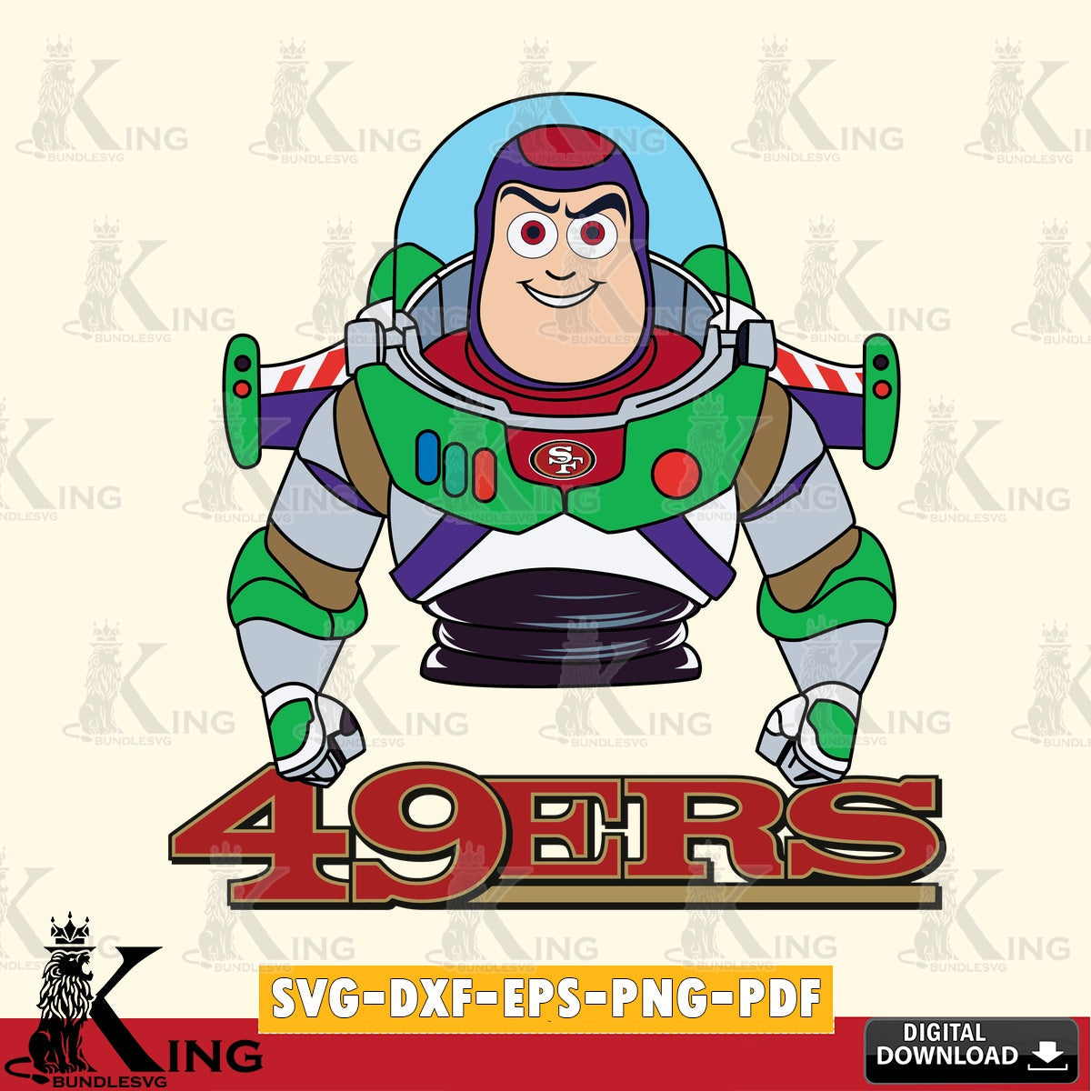 Beautiful illustration of San Francisco 49ers Buzz Lightyear football, high-quality vector for DIY scrapbooking and home decor