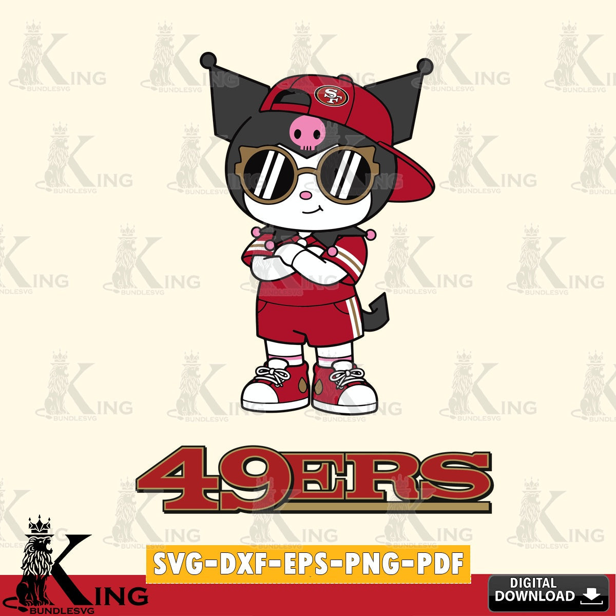 San Francisco 49ers Kuromi Football Jersey SVG file, Cricut, Cut file , Digital Download , Instant Download, Sanrio svg, Clipart