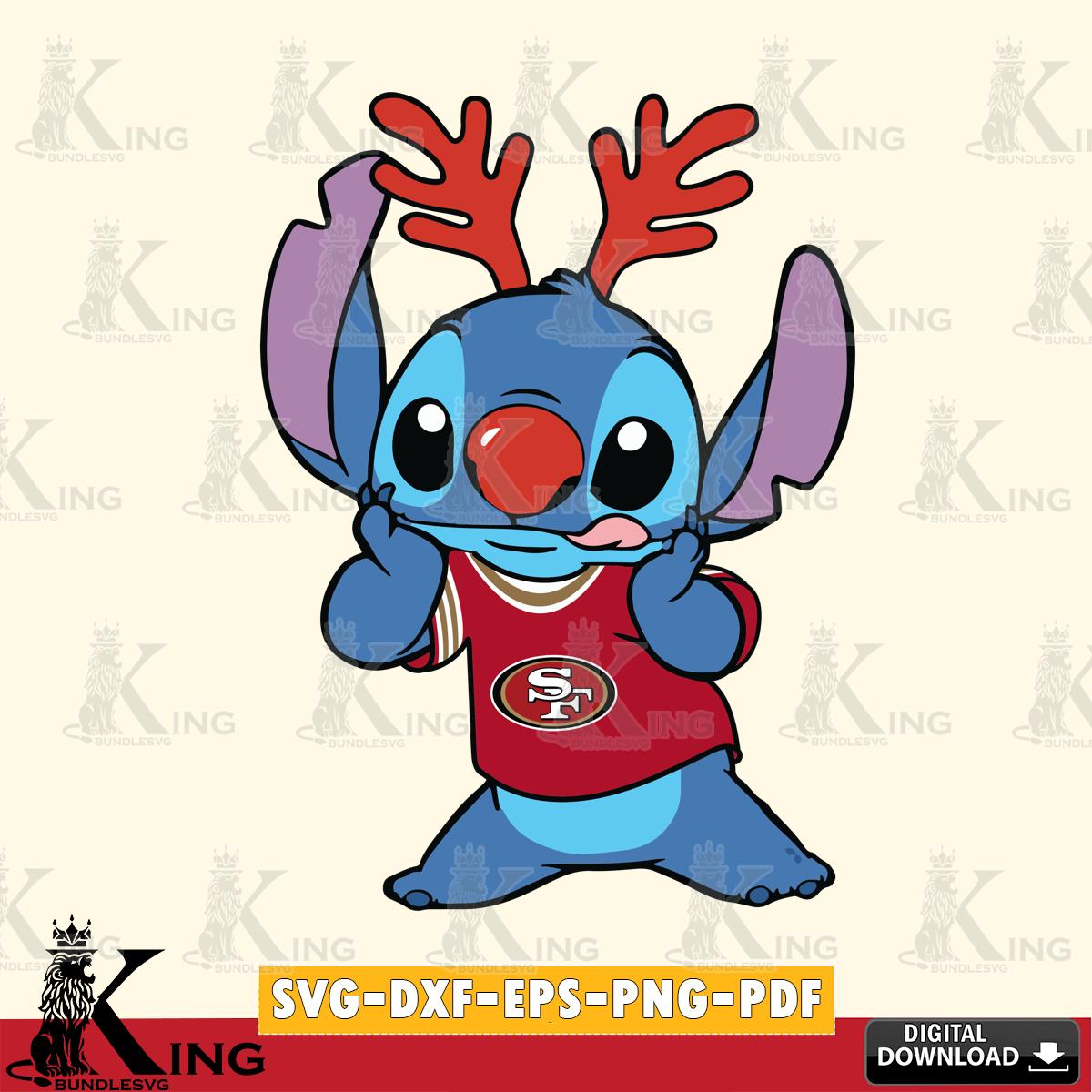 San Francisco 49ers Stitch Reindeer SVG, NFL for Cricut, Silhouette, Digital Download , file cut