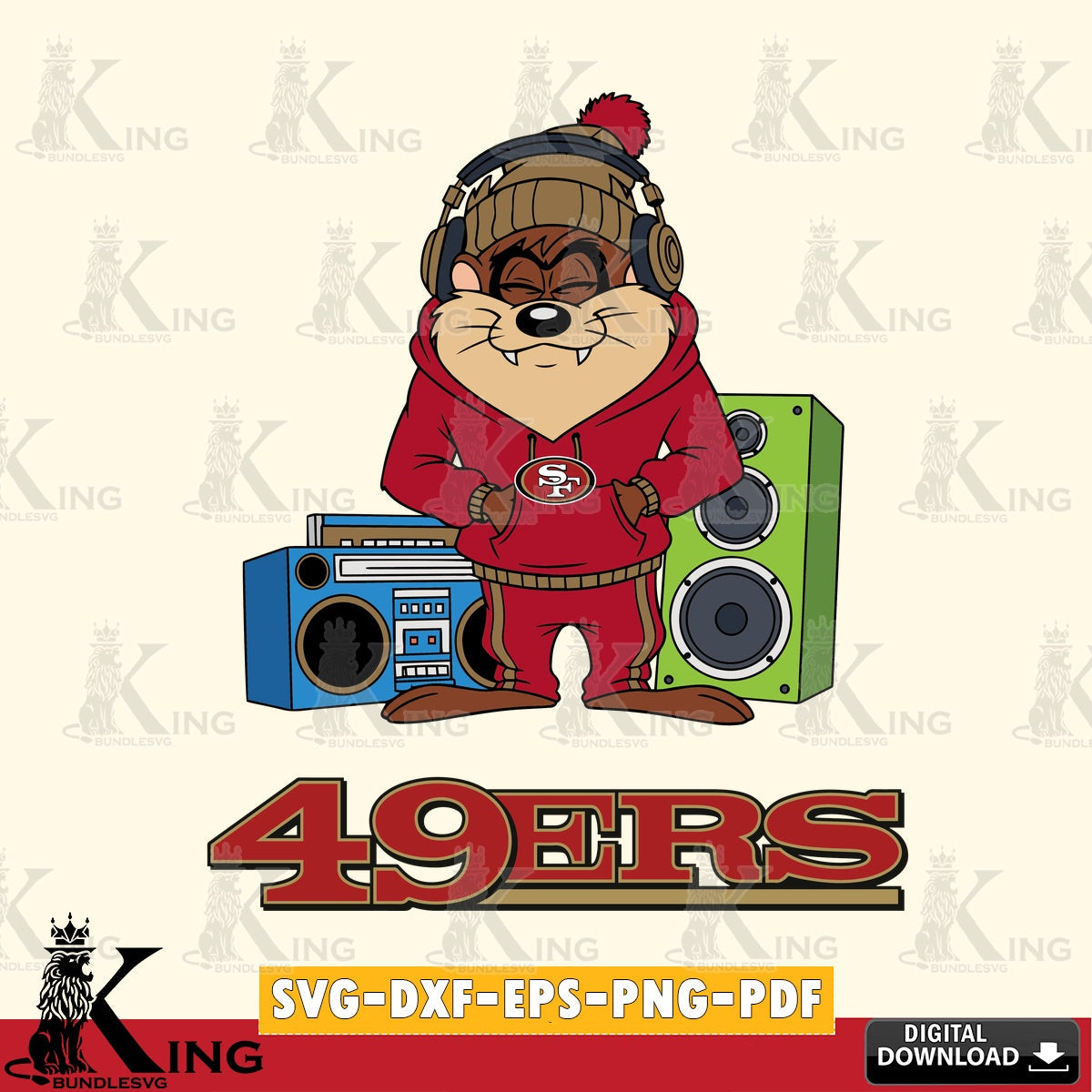 San Francisco 49ers Taz Hip Hop Cut file , Digital Download , Instant Download, Looney Tunes svg, Football svg