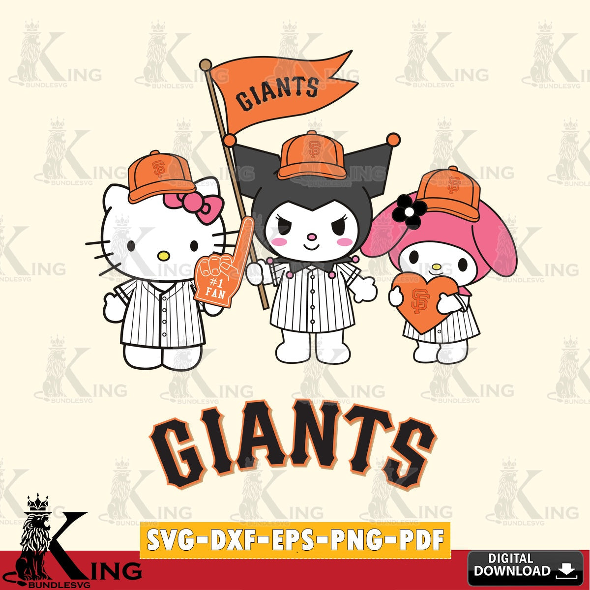 Custom design featuring San Francisco Giants Kawaii friends Baseball, PNG clipart for sublimation printing and graphic design