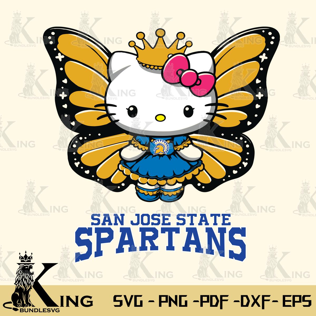 San José State Spartans Kitty Wings & Flowers Svg Eps Dxf Png File, Digital Download