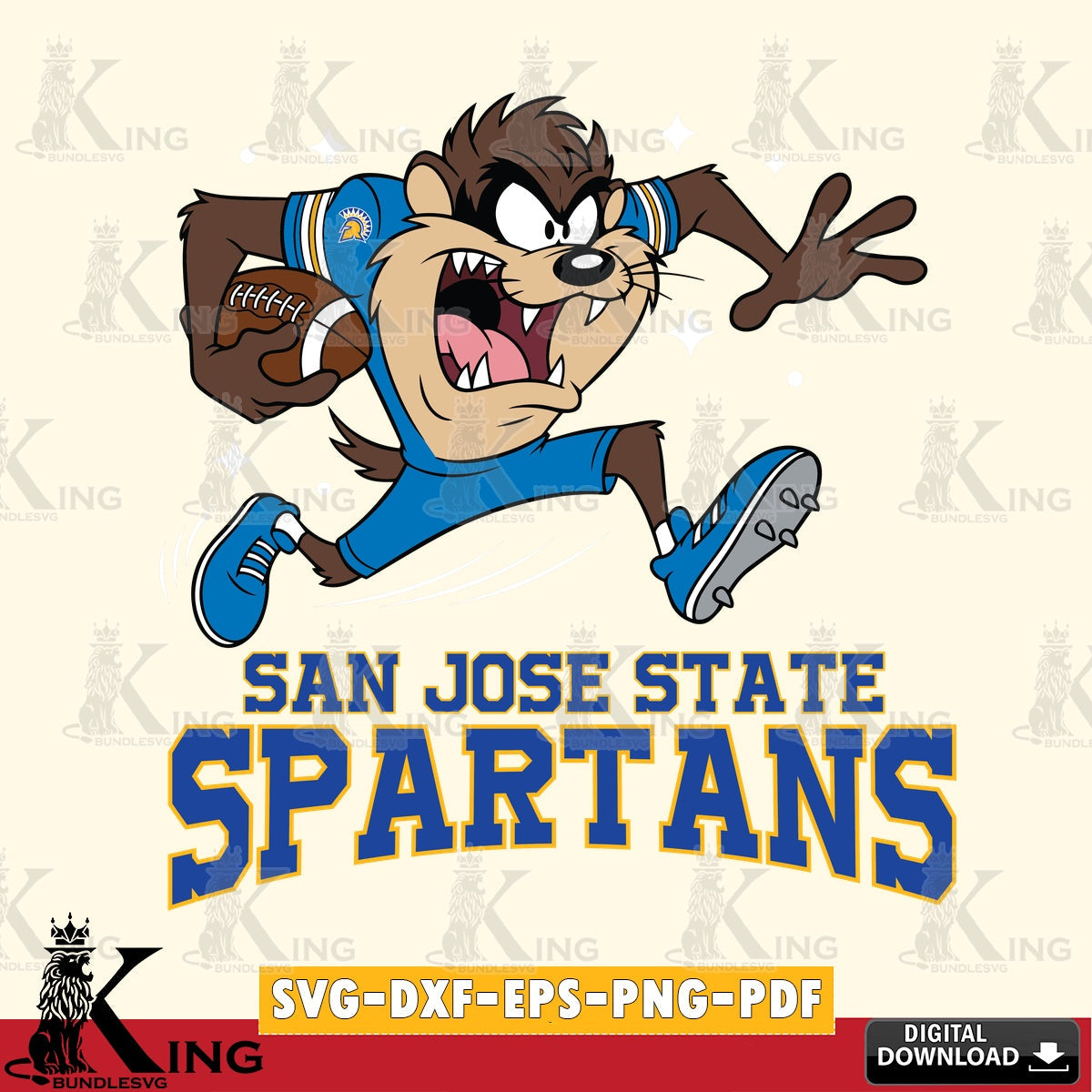 San José State Spartans Angry Taz Football SVG file, Cut file , Digital Download , Instant Download, Taz svg, NCAA svg