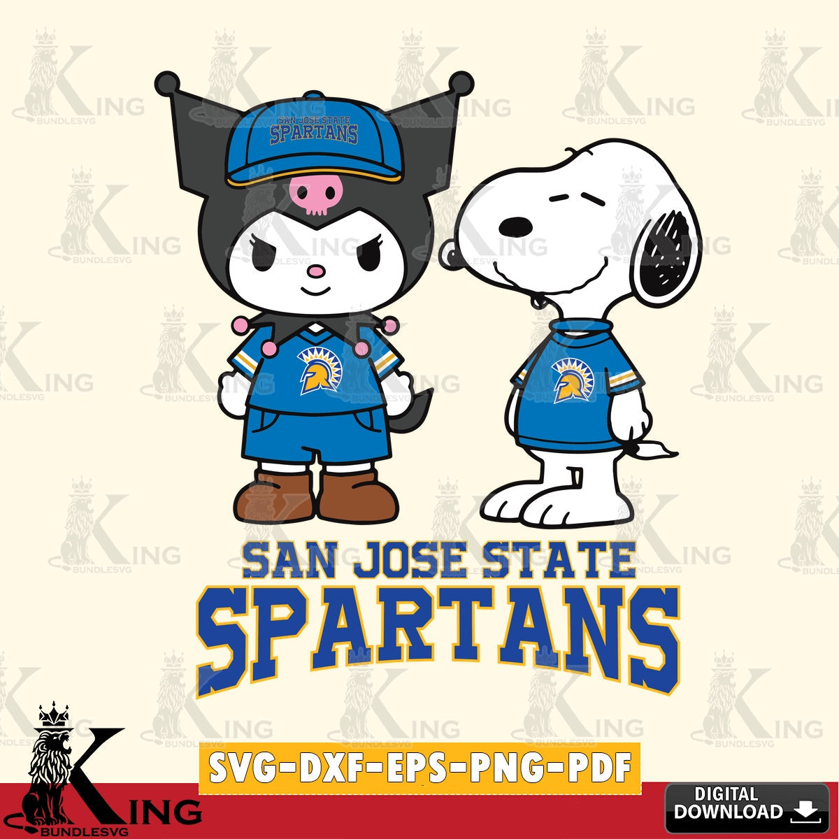 San José State Spartans Kuromi Snoopy Football SVG file, Cricut, Cut file , Digital Download , Instant Download, Sanrio svg, Clipart