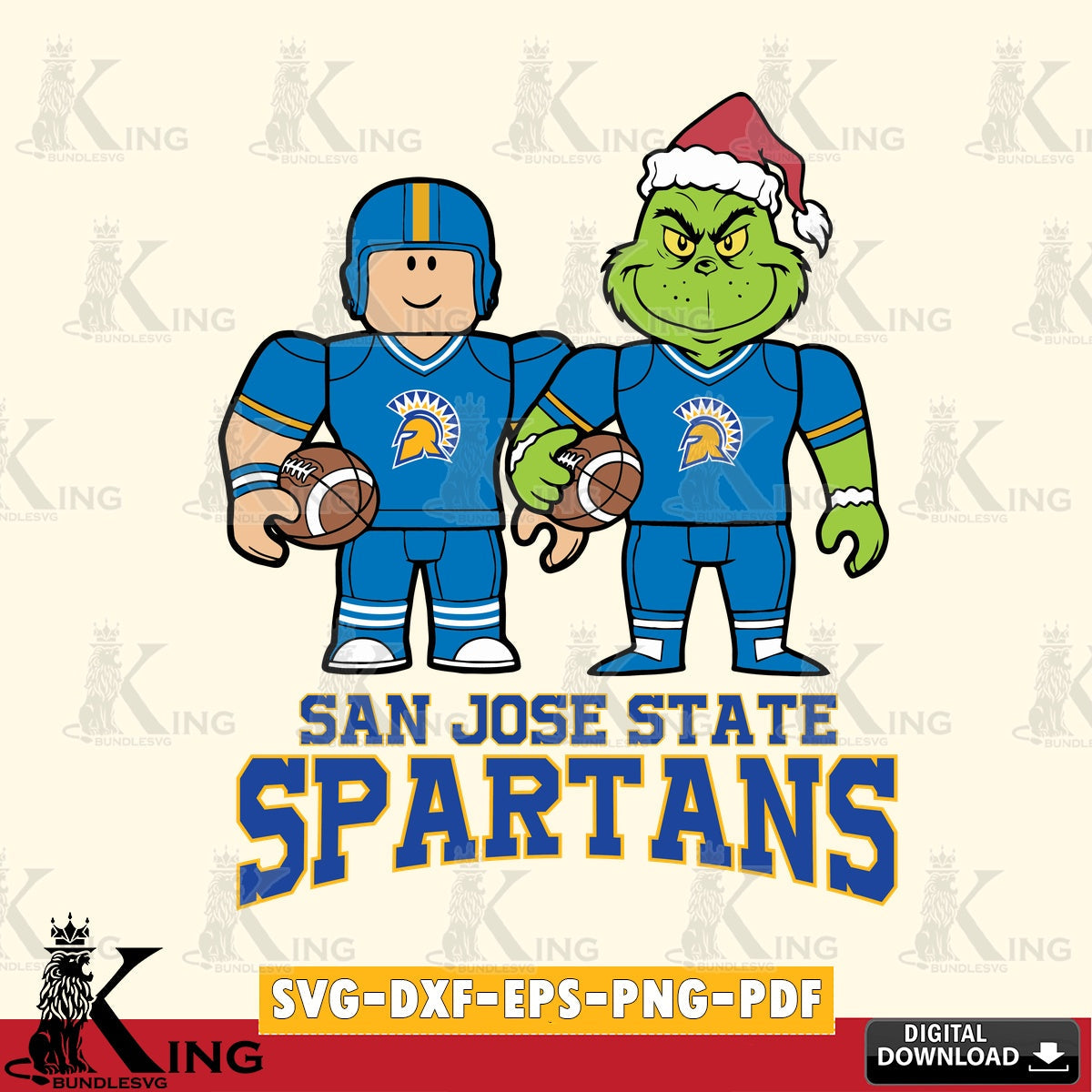 San José State Spartans Roblox & Grinch Football SVG file , NCAA Cricut, File cut , Digital Download , PDF File