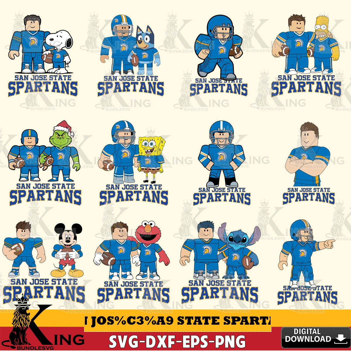 San José State Spartans Roblox With Friends football NCAA Bundle SVG file , NCAA Cricut, File cut , Digital Download , PDF File