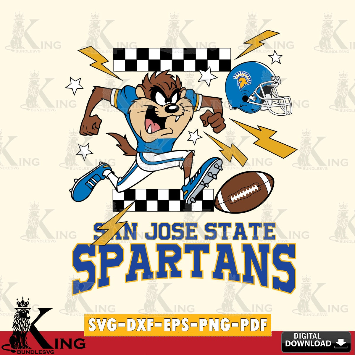 San José State Spartans Taz Football Lightning SVG file, Cut file , Digital Download , Instant Download, Taz svg, NCAA svg