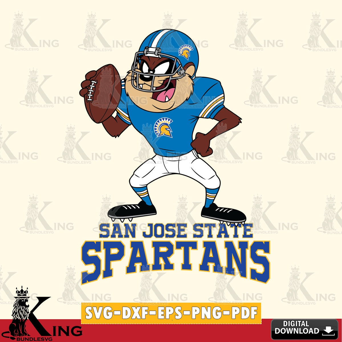 San José State Spartans Taz Football Player SVG file, Cut file , Digital Download , Instant Download, Taz svg, NCAA svg