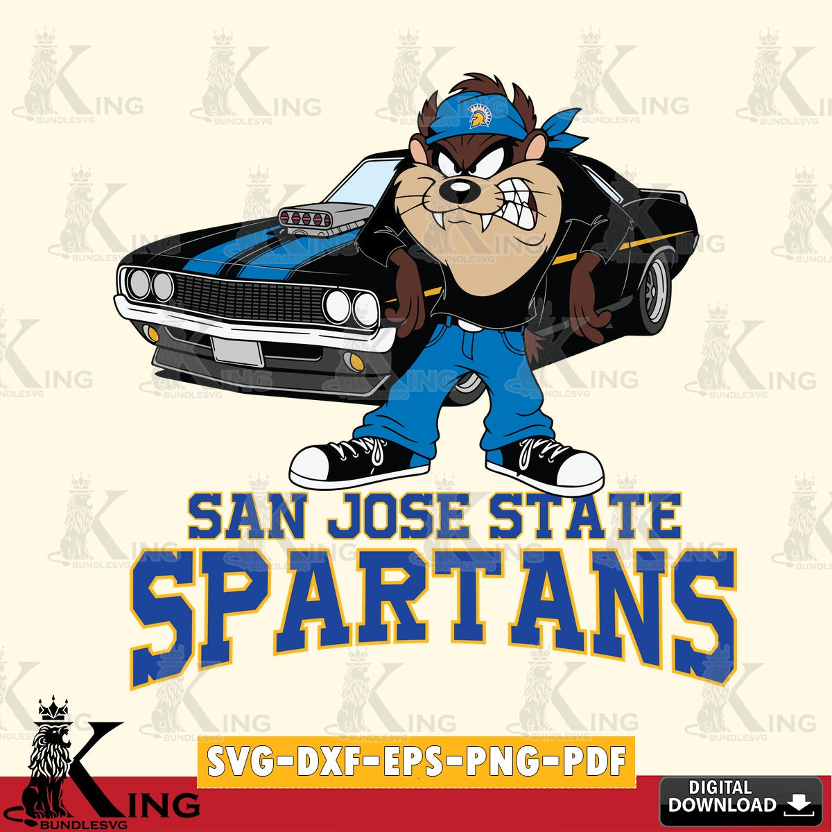 San José State Spartans Taz Racing Car SVG file, Cut file , Digital Download , Instant Download, Taz svg, NCAA svg