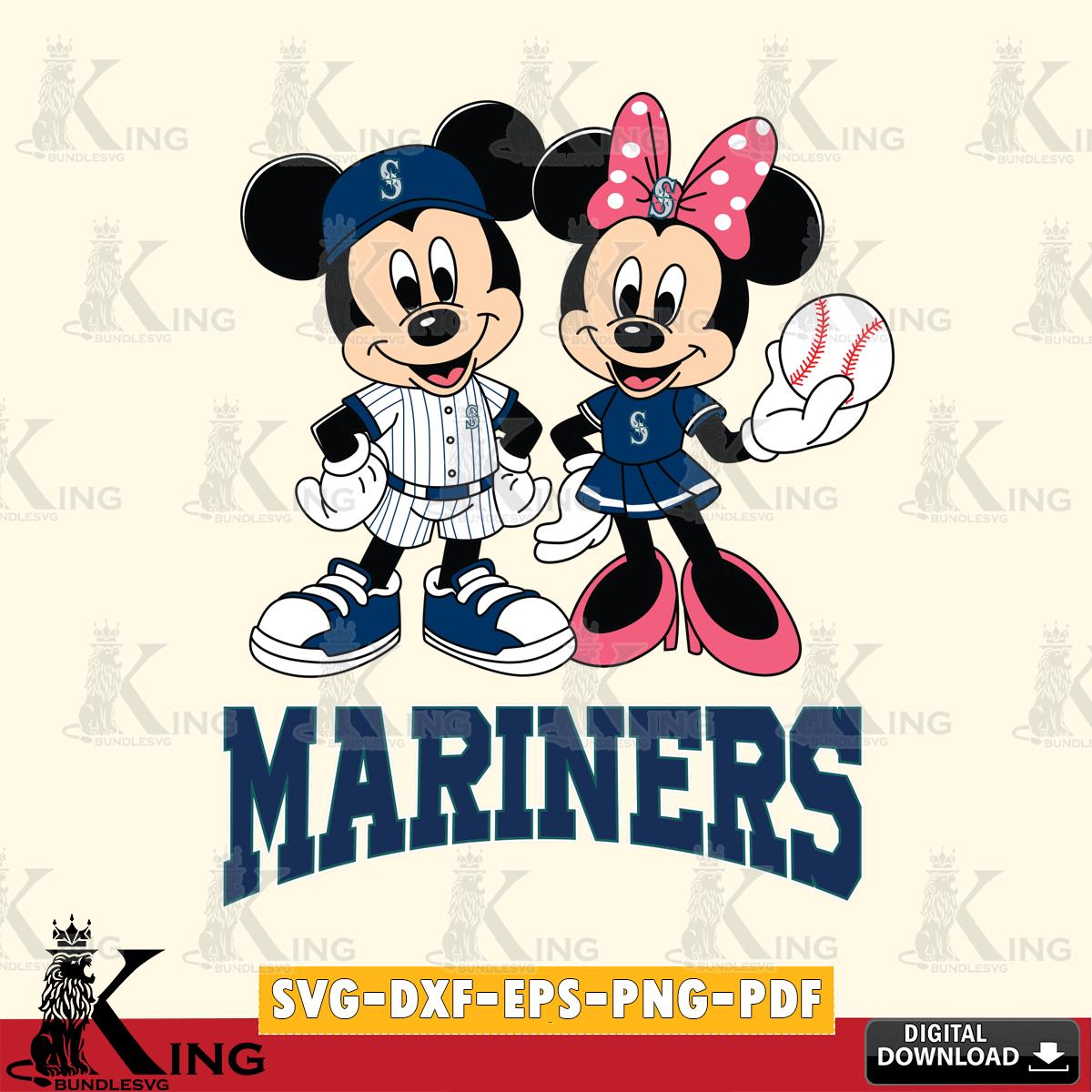 Seattle Mariners Baseball Mickey Minnie Mouse SVG File, MLB for Cricut, Silhouette, Digital Download , file cut