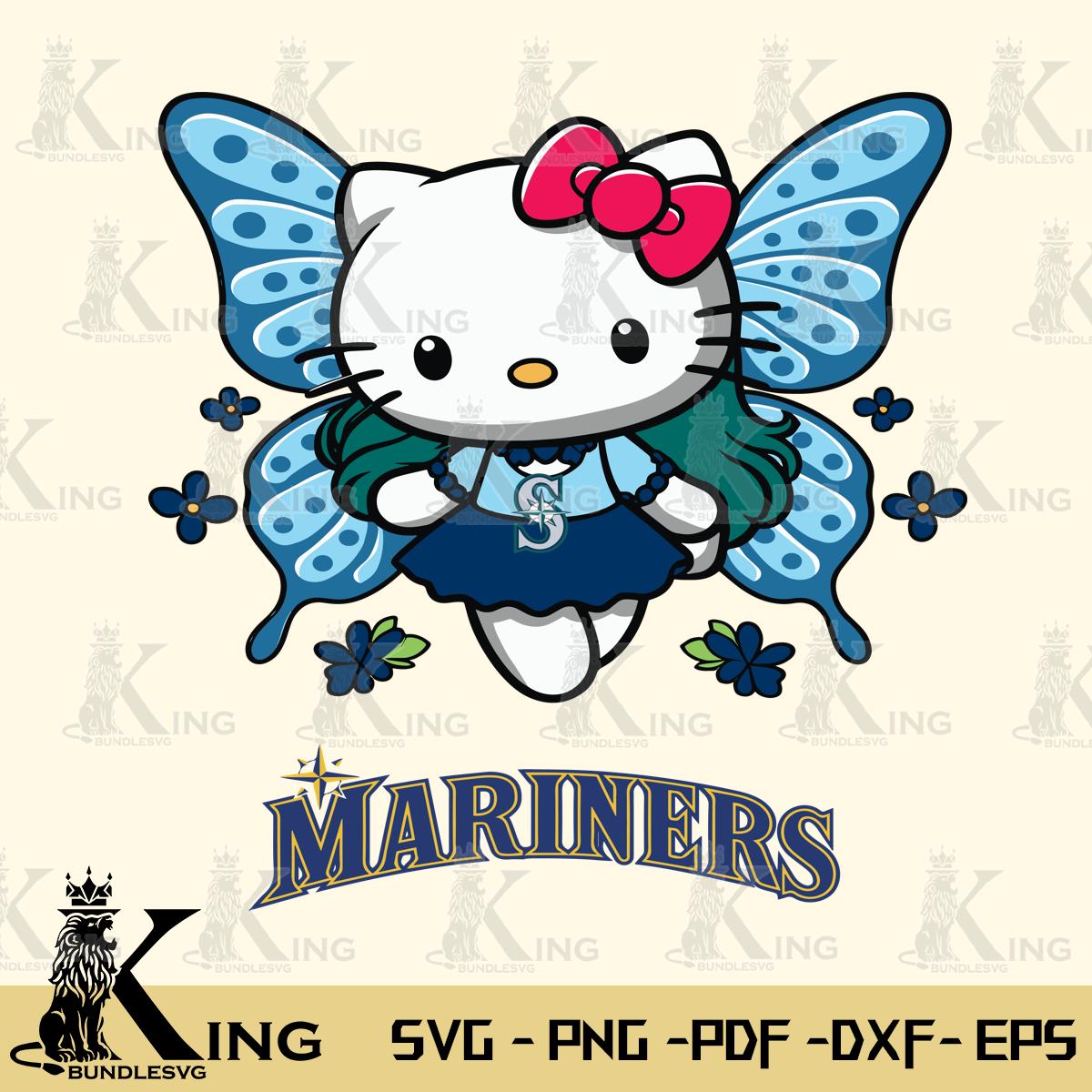 Seattle Mariners Butterfly Kitty Charm Svg Eps Dxf Png File, Digital Download