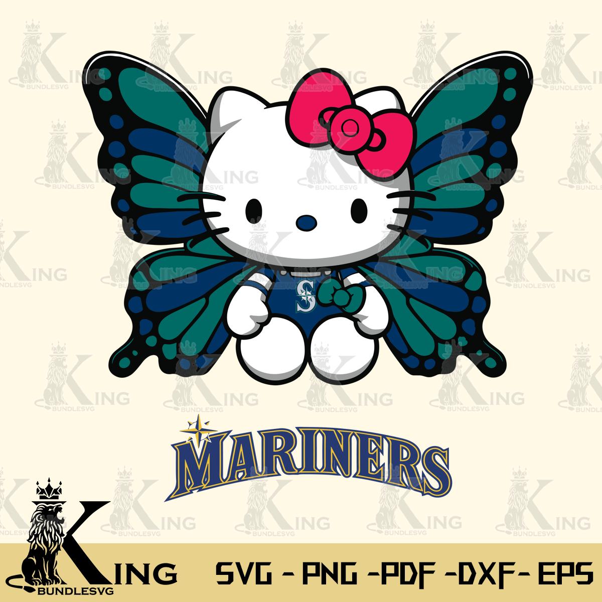 Seattle Mariners Butterfly Kitty Delight Svg Eps Dxf Png File, Digital Download