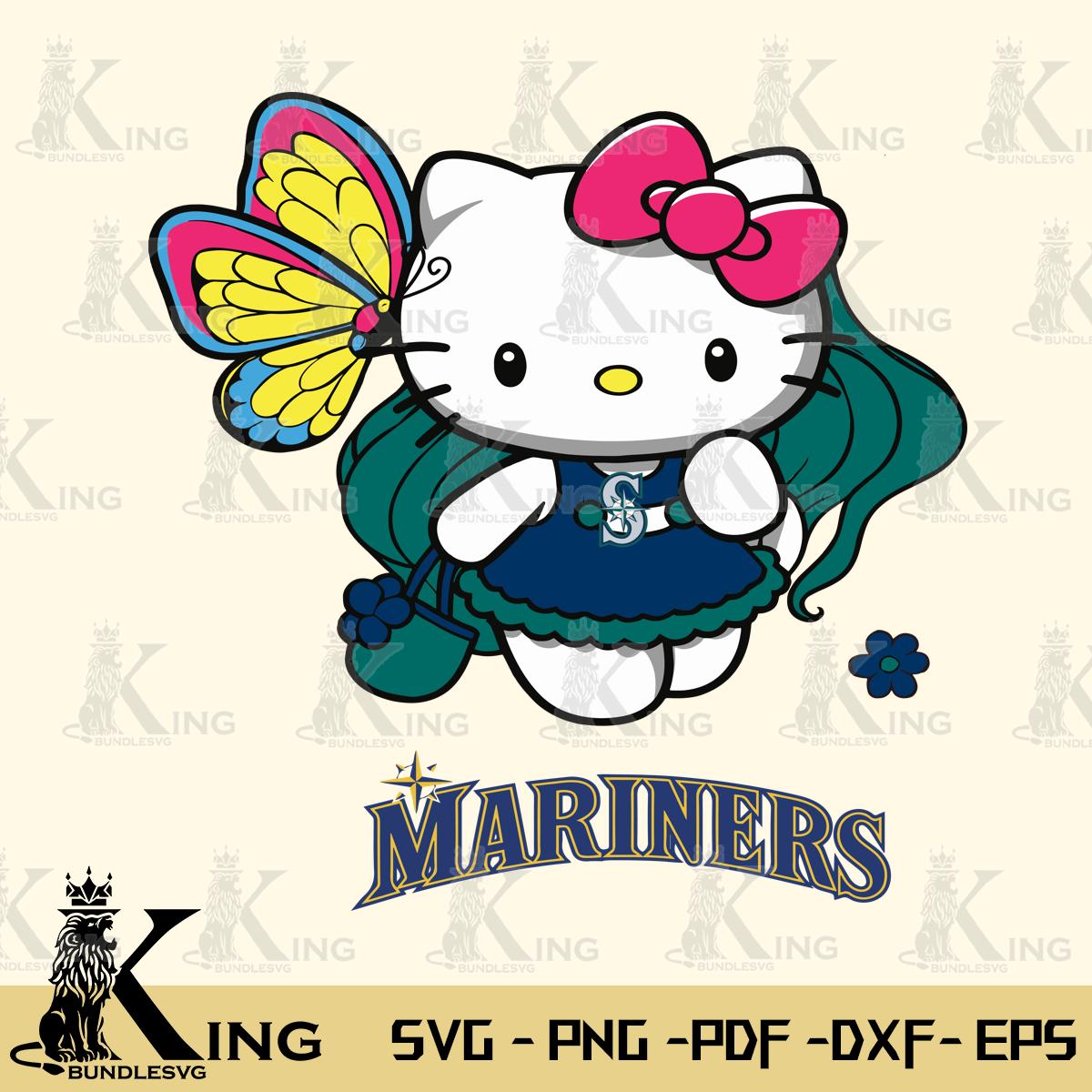 Seattle Mariners Kitty Cartoon Svg Eps Dxf Png File, Digital Download