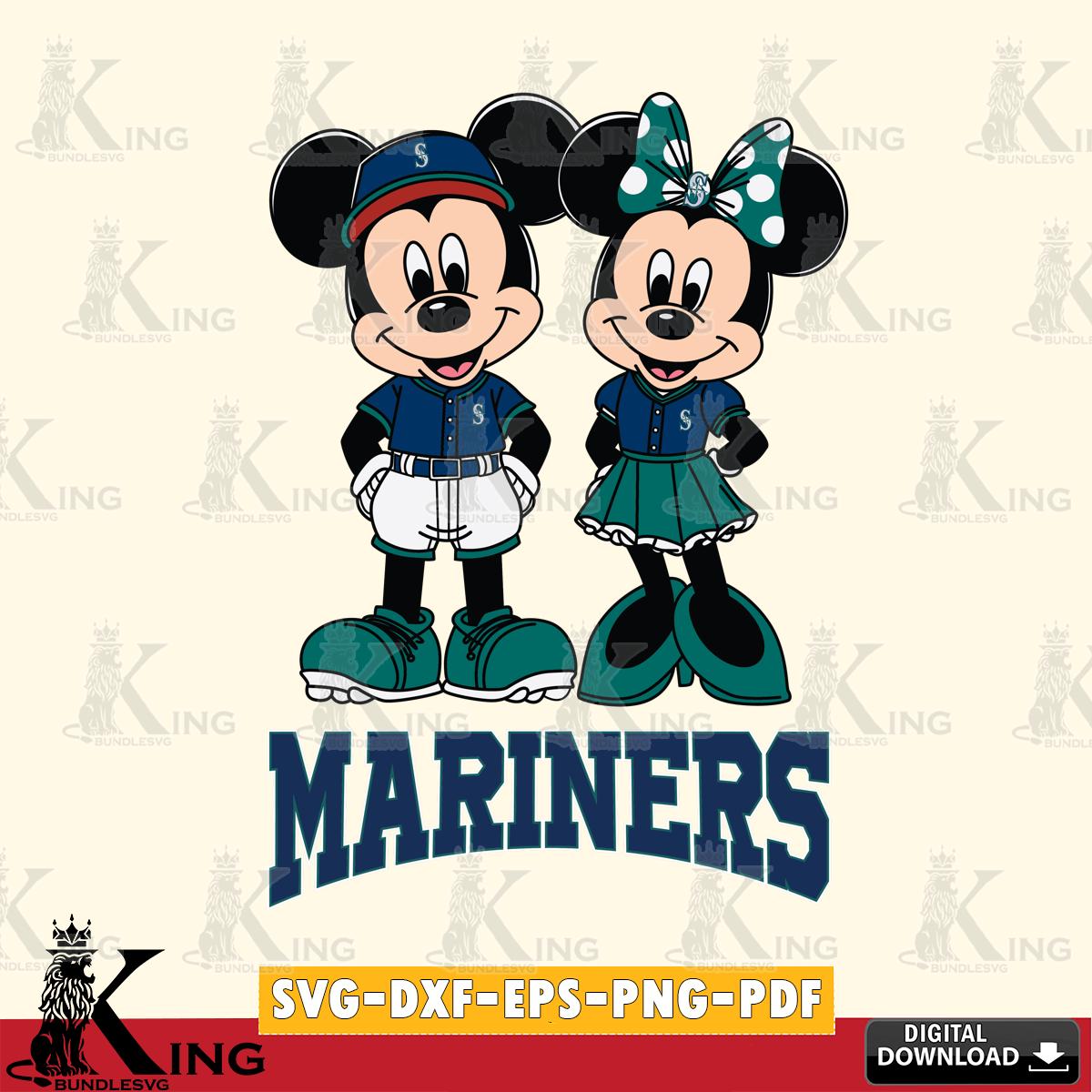 Seattle Mariners Mickey Minnie Mouse Baseball SVG File, MLB for Cricut, Silhouette, Digital Download , file cut