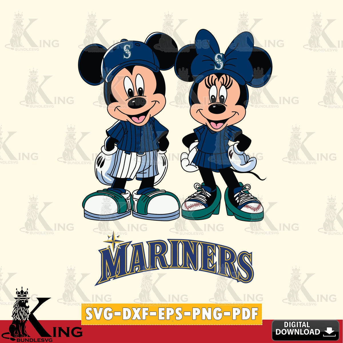 Seattle Mariners Mickey Minnie Mouse Fan SVG file , For Cricut, File cut , Digital Download , PDF File, Cut Files