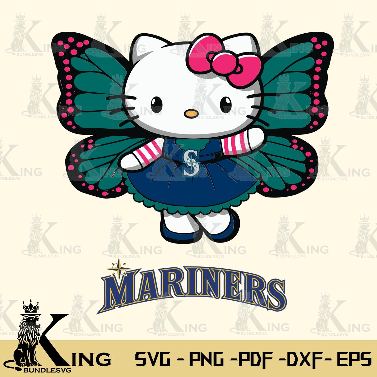 Seattle Mariners Whimsical Kitty Wings Svg Eps Dxf Png File, Digital Download