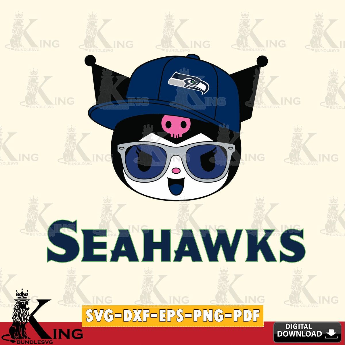 Seattle Seahawks Kuromi Football Cool SVG file, Cricut, Cut file , Digital Download , Instant Download, Sanrio svg, Clipart
