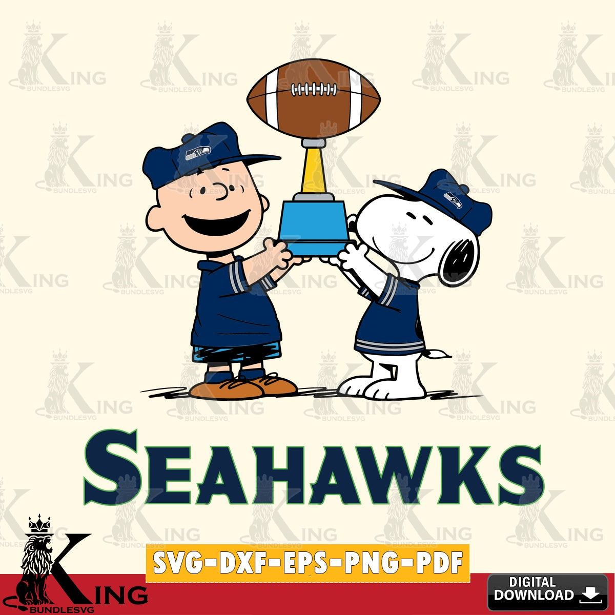 Seattle Seahawks Peanuts Football Trophy Cricut file , Cut file , Digital Download , PDF File , Instant Download