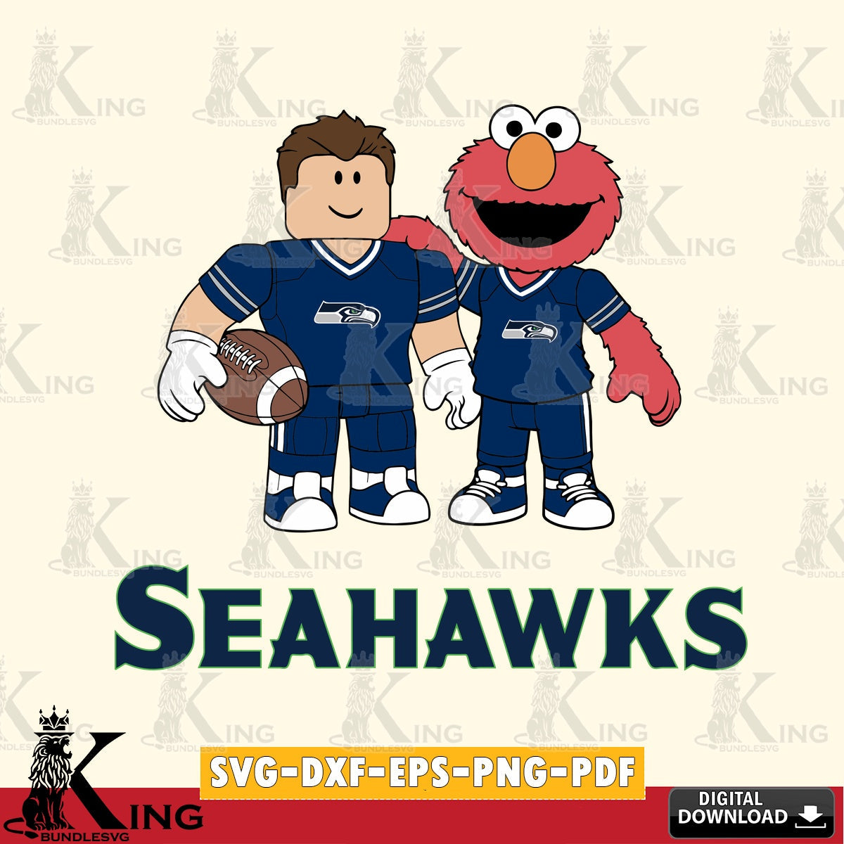 Seattle Seahawks Roblox & Elmo Football SVG file , Cricut, NFL File cut , Digital Download , PDF File