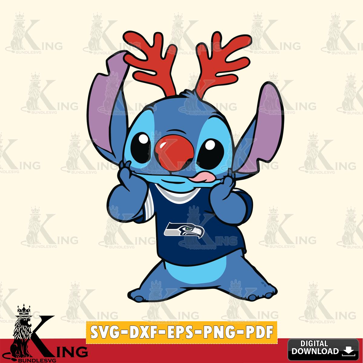 Seattle Seahawks Stitch Reindeer SVG, NFL for Cricut, Silhouette, Digital Download , file cut
