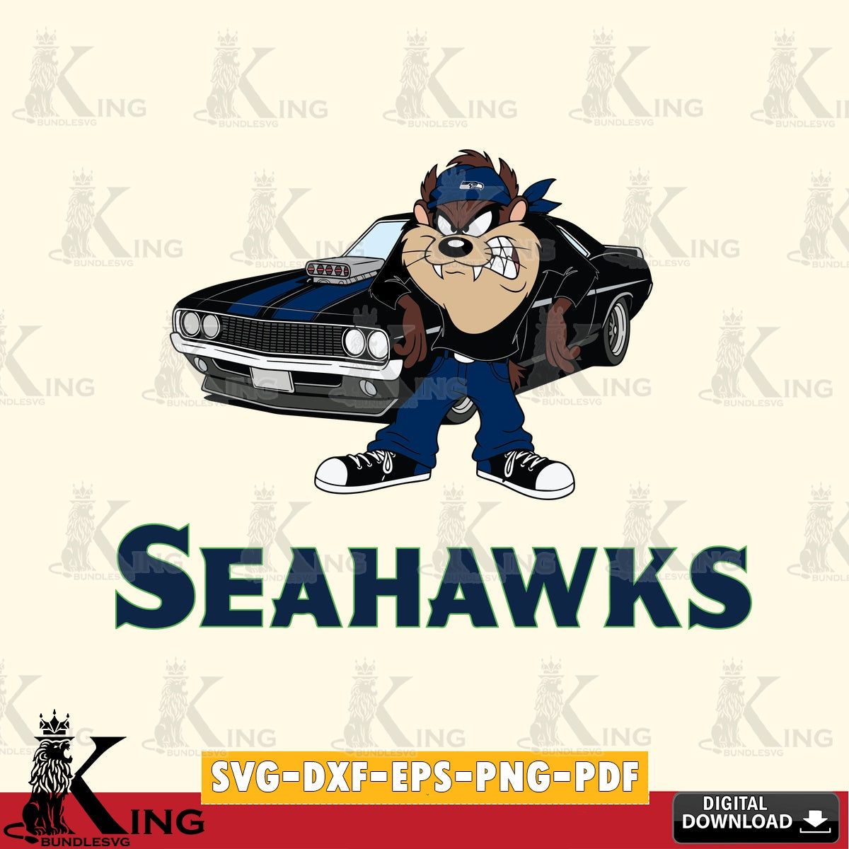 Seattle Seahawks Taz Racing Car Cut file , Digital Download , Instant Download, Looney Tunes svg, Football svg