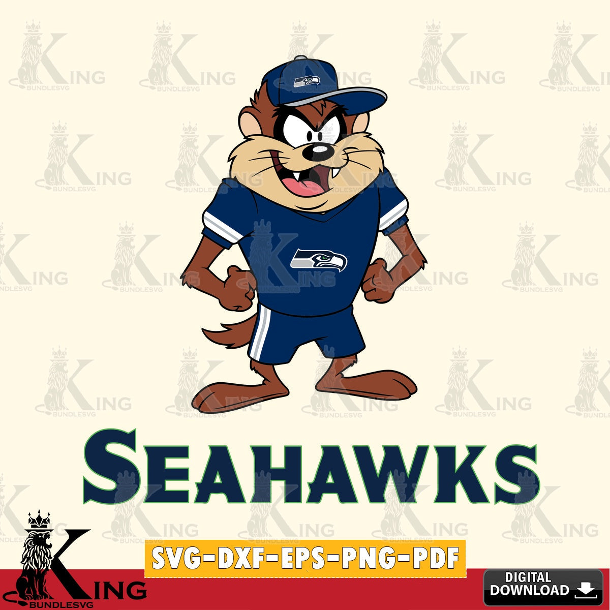 Seattle Seahawks Taz Standing Pose Cut file , Digital Download , Instant Download, Looney Tunes svg, Football svg