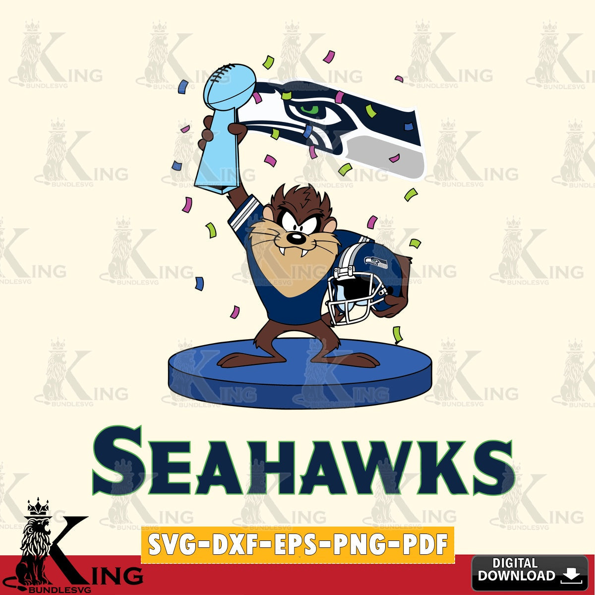 Seattle Seahawks Taz Trophy Podium Cut file , Digital Download , Instant Download, Looney Tunes svg, Football svg