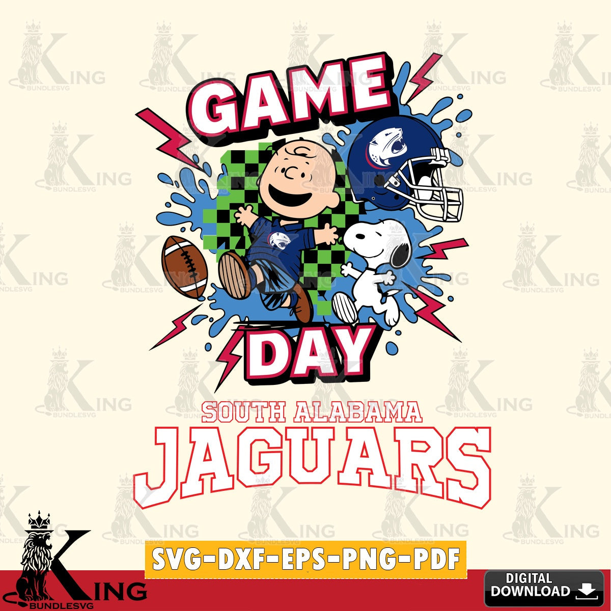 South Alabama Jaguars Game Day Peanuts SVG, Cricut, Cut file , Digital Download , Instant Download, Peanuts svg, NCAA svg, Football svg, Sport svg