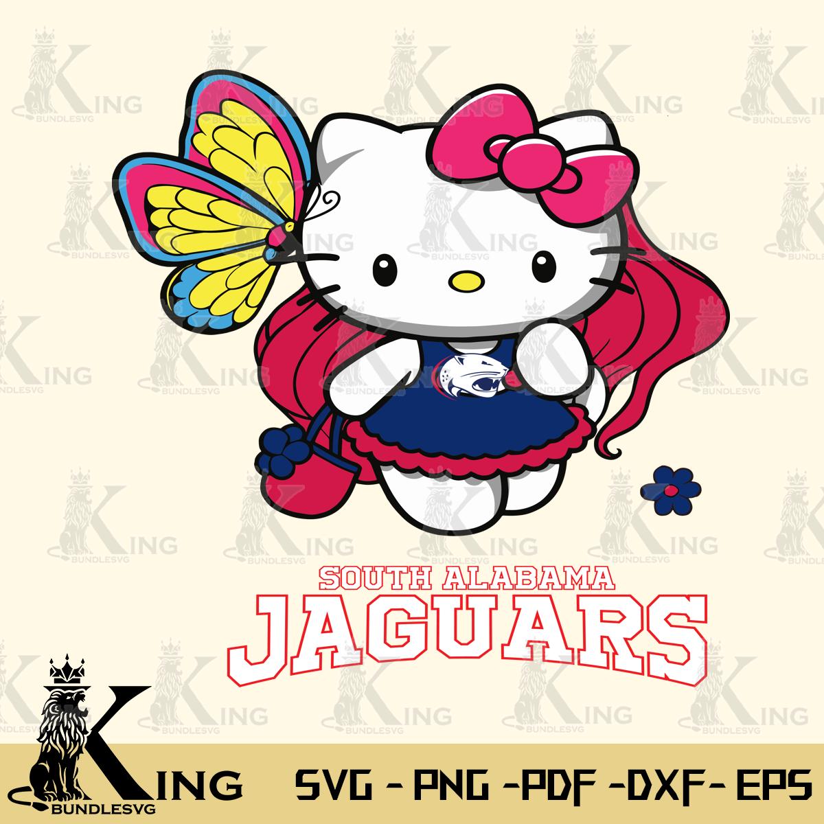 South Alabama Jaguars Kitty Cartoon Svg Eps Dxf Png File, Digital Download