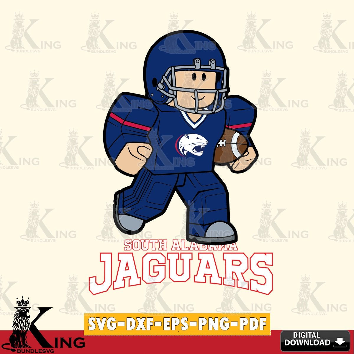 South Alabama Jaguars Roblox Player Rugby SVG file , NCAA Cricut, File cut , Digital Download , PDF File